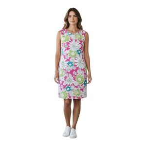 Chadwicks Women's 12 Spring Floral Bright Stretch Cotton Blend Knee Length Dress